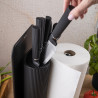 Set cuțite Klausberg KB 7977, 8 piese, Oțel inoxidabil, Suport, Suport hârtie de bucătărie, Negru