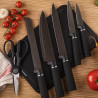 Комплект ножове Klausberg KB 7977, 8 части, Неръждаема стомана, Стойка, Държач за кухненска хартия, Черен