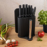 Set cuțite Klausberg KB 7977, 8 piese, Oțel inoxidabil, Suport, Suport hârtie de bucătărie, Negru