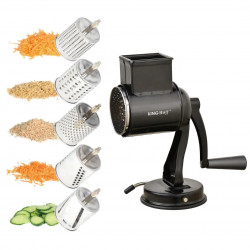 Kinghoff KH 1951 Hand Grater with 5 Interchangeable Blades, Stainless Steel, Black