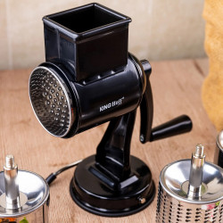 Kinghoff KH 1951 Hand Grater with 5 Interchangeable Blades, Stainless Steel, Black