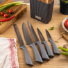 Klausberg KB 7979 Knife Set, 6 pieces, Stainless Steel, Stand, Graphite/Brown