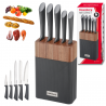 Klausberg KB 7979 Knife Set, 6 pieces, Stainless Steel, Stand, Graphite/Brown