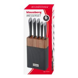 Klausberg KB 7979 Knife Set, 6 pieces, Stainless Steel, Stand, Graphite/Brown