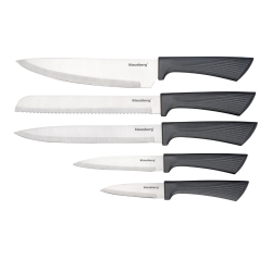 Klausberg KB 7979 Knife Set, 6 pieces, Stainless Steel, Stand, Graphite/Brown