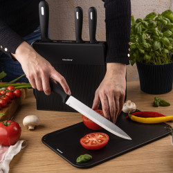Klausberg KB 7980 Knife and Cutting Board Set, 8 pieces, Stainless Steel, Stand, Black/Stainless Steel