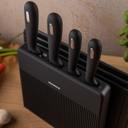 Klausberg KB 7980 Knife and Cutting Board Set, 8 pieces, Stainless Steel, Stand, Black/Stainless Steel