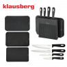Klausberg KB 7980 Knife and Cutting Board Set, 8 pieces, Stainless Steel, Stand, Black/Stainless Steel