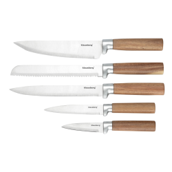Klausberg KB 7981 Knife Set, 6 pieces, Stainless Steel, Stand, Brown/Graphite