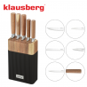 Set cuțite Klausberg KB 7981, 6 piese, Oțel inoxidabil, Suport, Maro/grafit