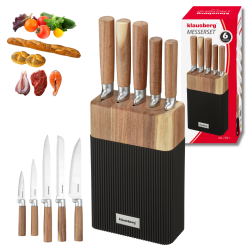Klausberg KB 7981 Knife Set, 6 pieces, Stainless Steel, Stand, Brown/Graphite