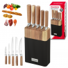 Klausberg KB 7981 Knife Set, 6 pieces, Stainless Steel, Stand, Brown/Graphite