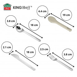 Kinghoff KH 1954 3-Piece Cutlery Set, Silicone Storage Case, Stainless Steel, Silver