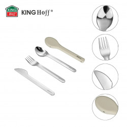 Kinghoff KH 1954 3-Piece Cutlery Set, Silicone Storage Case, Stainless Steel, Silver