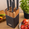 Klausberg KB 7982 Knife Set, 6 pieces, Stainless Steel, Acacia Wood Stand, Graphite/Brown
