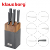 Set cuțite Klausberg KB 7982, 6 piese, Oțel inoxidabil, Mâner lemn de salcâm, Grafit/maro