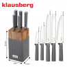 Set cuțite Klausberg KB 7982, 6 piese, Oțel inoxidabil, Mâner lemn de salcâm, Grafit/maro