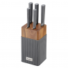 Klausberg KB 7982 Knife Set, 6 pieces, Stainless Steel, Acacia Wood Stand, Graphite/Brown