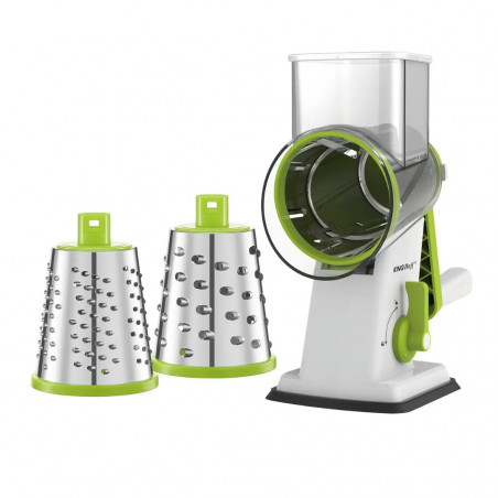 Kinghoff KH 1960 Hand Grater with 3 Interchangeable Blades, Stainless Steel, White/Green