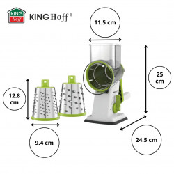 Răzătoare manuală cu 3 atașamente Kinghoff KH 1960, oțel inoxidabil, alb/verde