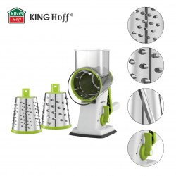Kinghoff KH 1960 Hand Grater with 3 Interchangeable Blades, Stainless Steel, White/Green