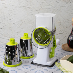 Kinghoff KH 1960 Hand Grater with 3 Interchangeable Blades, Stainless Steel, White/Green