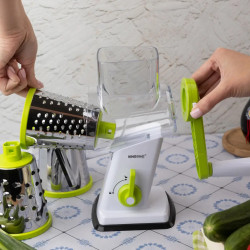 Kinghoff KH 1960 Hand Grater with 3 Interchangeable Blades, Stainless Steel, White/Green