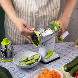 Kinghoff KH 1960 Hand Grater with 3 Interchangeable Blades, Stainless Steel, White/Green