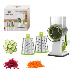 Kinghoff KH 1960 Hand Grater with 3 Interchangeable Blades, Stainless Steel, White/Green