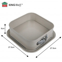 Тава за печене Kinghoff KH 1977, 27.5x27.5x8 см, Карбонова стомана, Мраморно покритие, Бежов