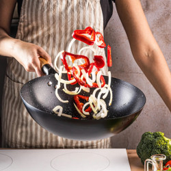 Kinghoff KH 1983 wok, 30 cm, Márvány kivitel, Indukciós, Fekete