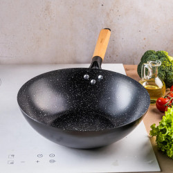 Kinghoff KH 1983 wok, 30 cm, Márvány kivitel, Indukciós, Fekete