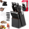Set cuțite Klausberg KB 7985, 13 piese, Oțel inoxidabil, Mâner + ascuțitor, Negru