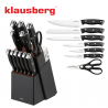Set cuțite Klausberg KB 7985, 13 piese, Oțel inoxidabil, Mâner + ascuțitor, Negru