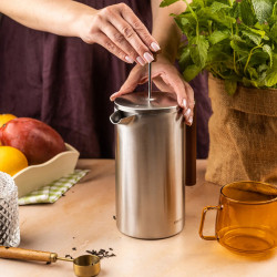 Kinghoff KH 1995, 1 l, Rozsdamentes acél, dupla falú, Inox, francia kávé/tea presszó