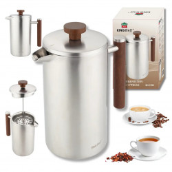 Kinghoff KH 1995, 1 l, Rozsdamentes acél, dupla falú, Inox, francia kávé/tea presszó