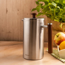 Presă franceză pentru cafea / ceai Kinghoff KH 1995, 1 l, Oțel inoxidabil, Pereți dubli, Inox