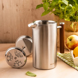 Kinghoff KH 1995, 1 l, Rozsdamentes acél, dupla falú, Inox, francia kávé/tea presszó