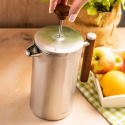 Presă franceză pentru cafea / ceai Kinghoff KH 1995, 1 l, Oțel inoxidabil, Pereți dubli, Inox
