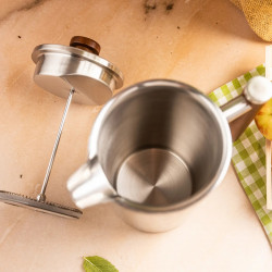 Presă franceză pentru cafea / ceai Kinghoff KH 1995, 1 l, Oțel inoxidabil, Pereți dubli, Inox