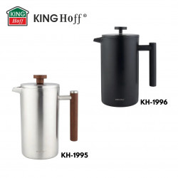 Presă franceză pentru cafea/ceai Kinghoff KH 1996, 1 l, Oțel inoxidabil, Pereți dubli, Negru
