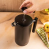 Presă franceză pentru cafea/ceai Kinghoff KH 1996, 1 l, Oțel inoxidabil, Pereți dubli, Negru
