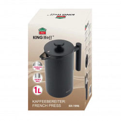 Kinghoff KH 1996 πρέσα γαλλικού καφέ/τσάι, 1 l, Ανοξείδωτο, Διπλά τοιχώματα, Μαύρο