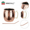 Σετ ποτηριών για Moscow Mule Kinghoff KH 2000, 2 τεμάχια, 500ml, 2 καλαμάκια, Ανοξείδωτο, Χαλκός