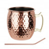 Set de pahare pentru Moscow Mule Kinghoff KH 2000, 2 buc, 500ml, 2 paie, oțel inoxidabil, cupru