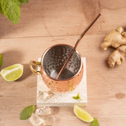 Kinghoff KH 2000 Moscow Mule Glass Set, 2 pieces, 500 ml, 2 straws, Stainless steel, Copper color