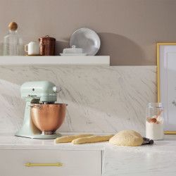 Πλανητικό μίξερ KitchenAid Artisan Blossom Exclusive Design 5KSM180LEELB, 300W, 4.7L, Άμεση κίνηση, 10 ταχύτητες, Κεφαλή με κλίση, Σφυρήλατο χάλκινο μπολ, Πράσινο των βοτάνων