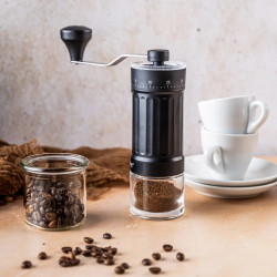 Kinghoff KH 2002 Manual Coffee Grinder, 30 g, Ceramic Grinding Mechanism, Stepless Grind Setting Adjustment, Black