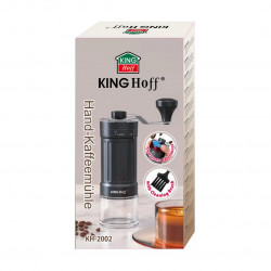 Kinghoff KH 2002 Manual Coffee Grinder, 30 g, Ceramic Grinding Mechanism, Stepless Grind Setting Adjustment, Black