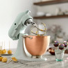 Планетарен миксер KitchenAid Artisan Blossom Exclusive Design 5KSM180LEELB, 300W, 4.7 л, Direct drive, 10 скорости, Накланяща се глава, Купа от кована мед, Билково зелен